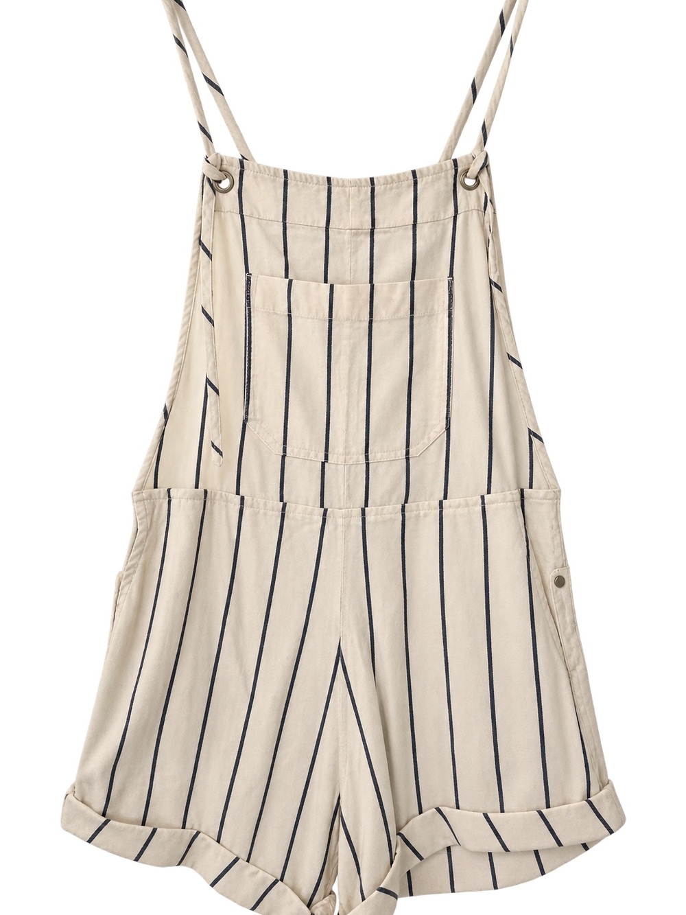 Billabong Cream and Navy Striped Short Overalls